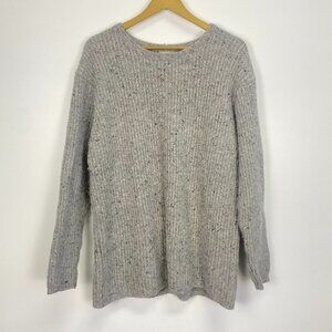 Sundance Gray Speckled Chunky Knit Wool and Alpaca Blend Fisherman Sweater